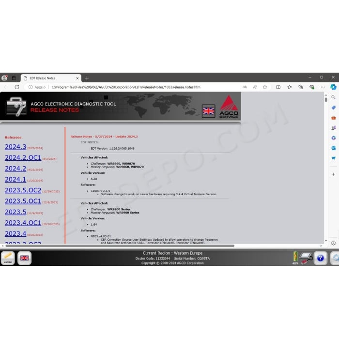 AGCO EDT ELECTRONIC DIAGNOSTIC TOOL 2024