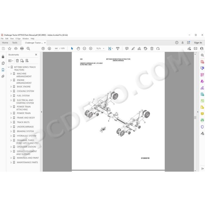Challenger Track Tractor MT700 MT700B spare parts manual