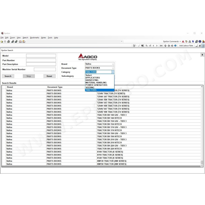 VALTRA EUROPE EPC SPARE PARTS CATALOG + SERVICE 2021