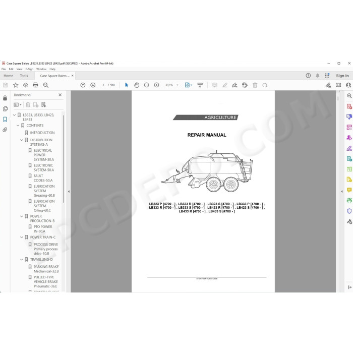 Case Square Baler LB323 LB333 LB423 LB433 service manual
