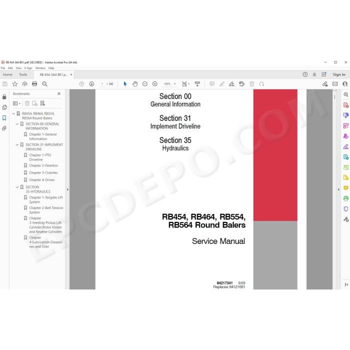 Case Round Baler RB454 RB464 RB554 RB564 service manual