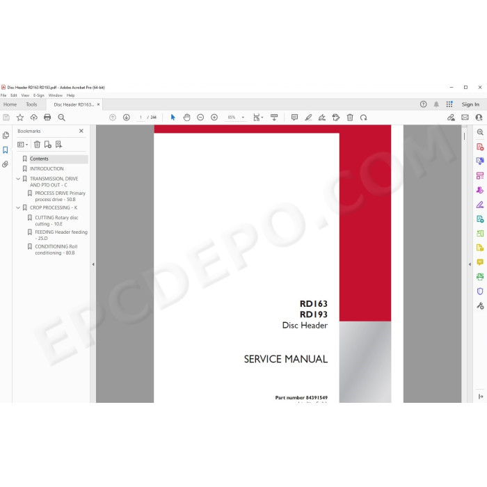 Case Disc Header RD163 RD193 service manual