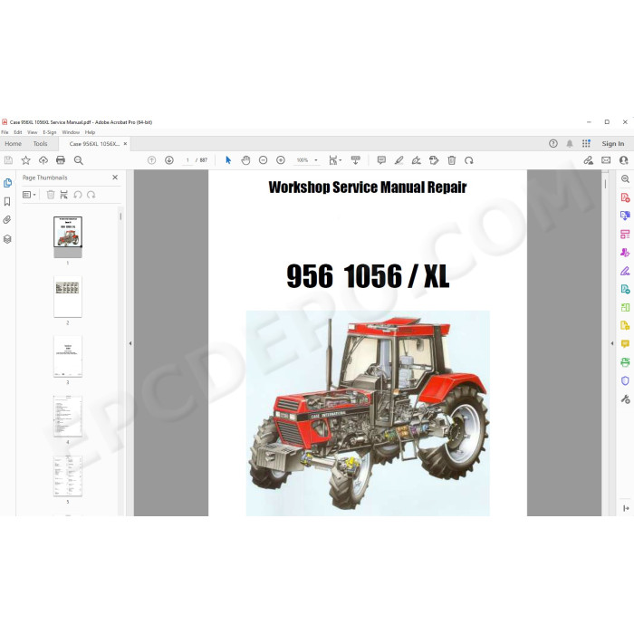 Case Tractor 956XL 1056XL service manual