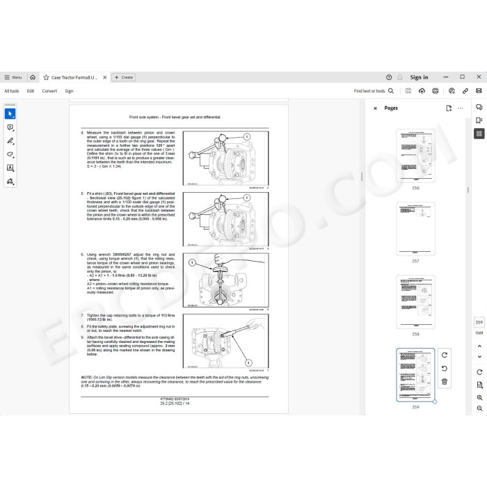 Case Tractor Farmall 95U 105U 115U Pro EP service manual
