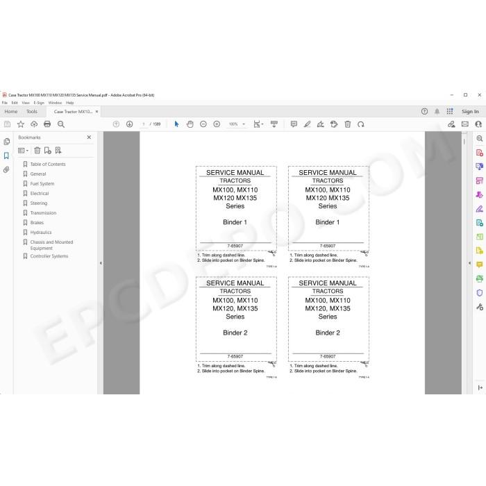 Case Tractor MX100 MX110 MX120 MX135 service manual