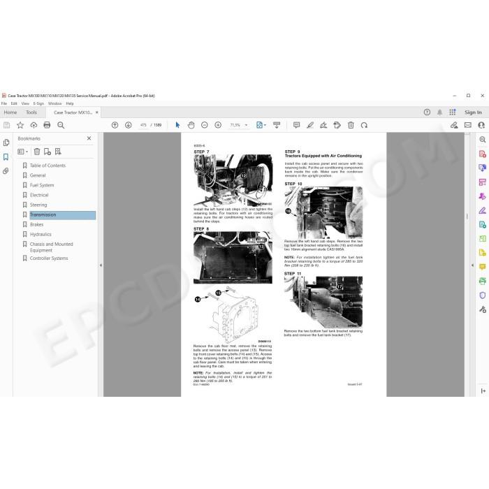 Case Tractor MX100 MX110 MX120 MX135 service manual
