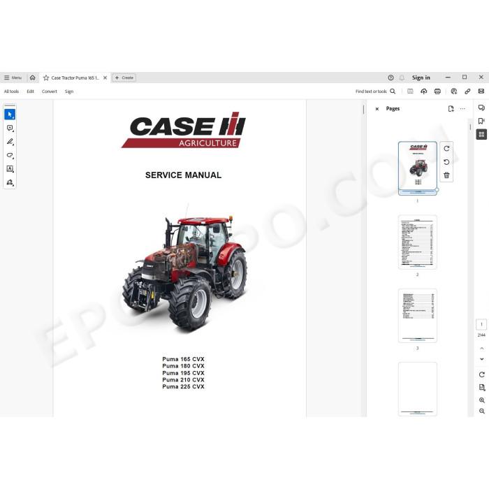 Case Tractor Puma CVX 165 180 195 210 225 service manual