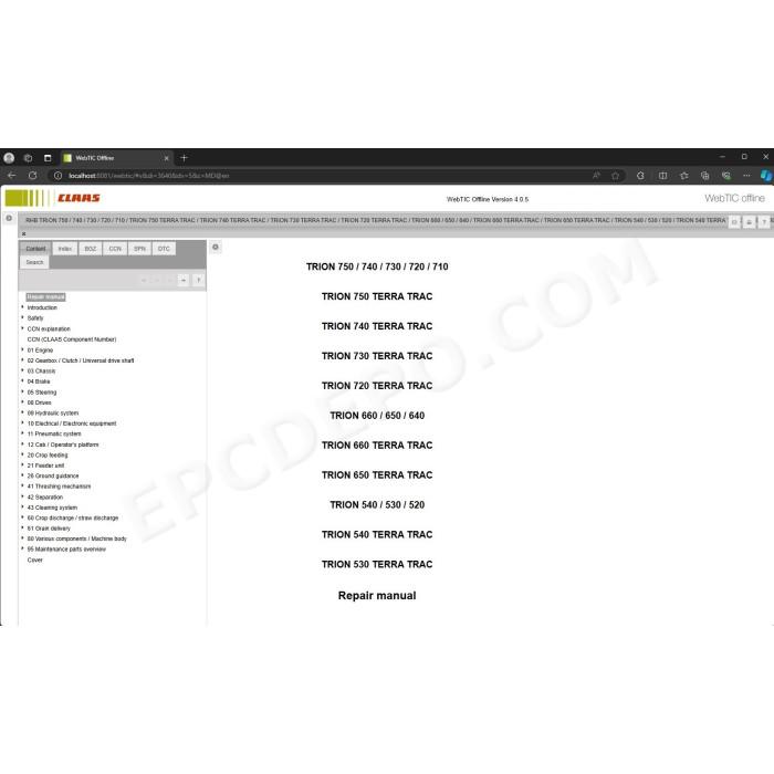CLAAS WEBTIC OFFLINE 2024 SERVICE & REPAIR DOCUMENTATION CATALOG
