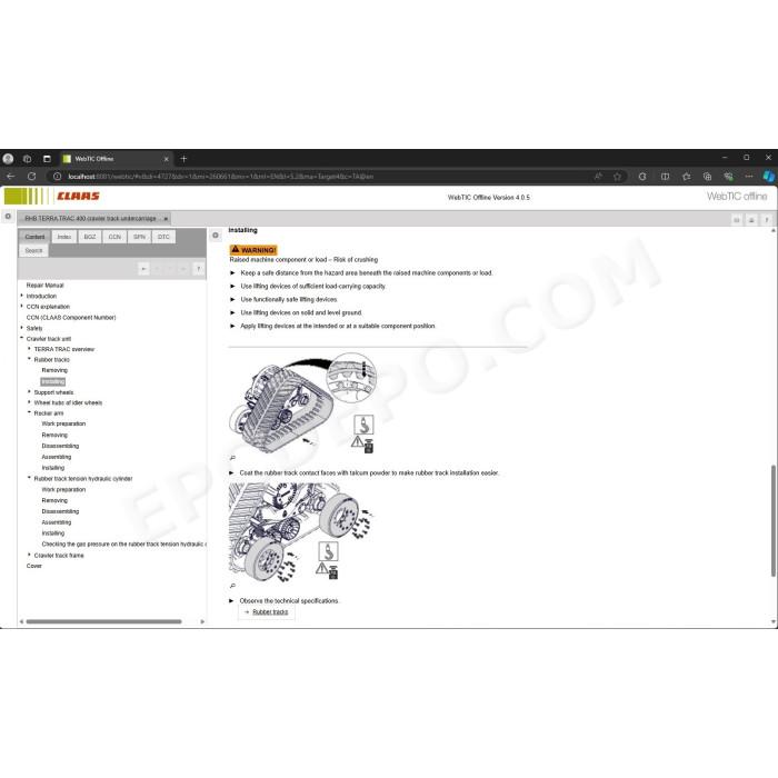 CLAAS WEBTIC OFFLINE 2024 SERVICE & REPAIR DOCUMENTATION CATALOG