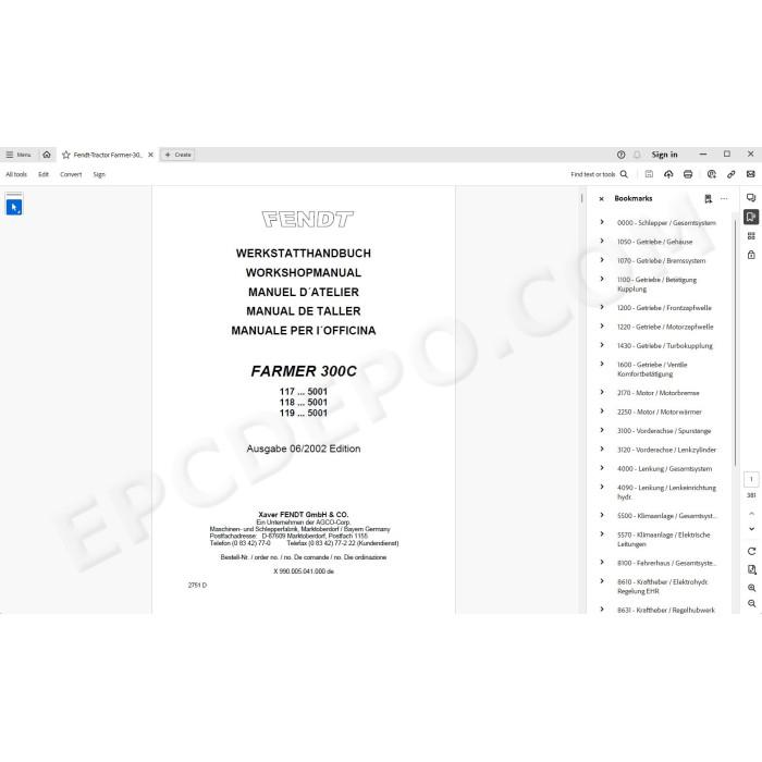Fendt Tractor Farmer 300C service manual DE