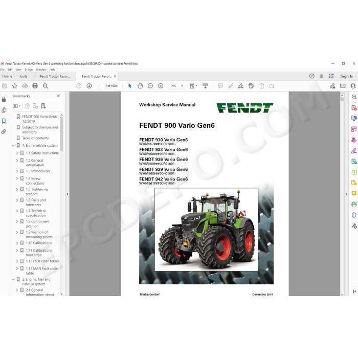 Fendt Tractor 900 series Vario Gen 6 workshop service manual