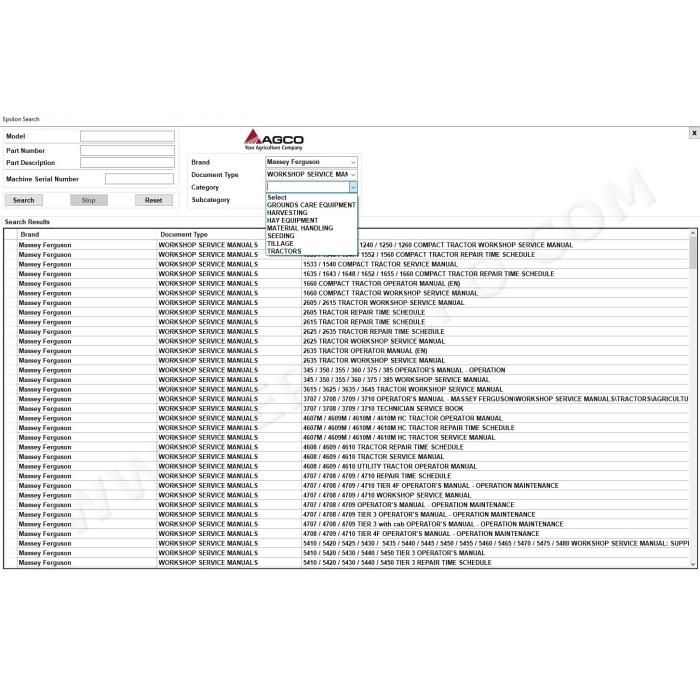 Massey Ferguson Europe service & repair documentation 2021