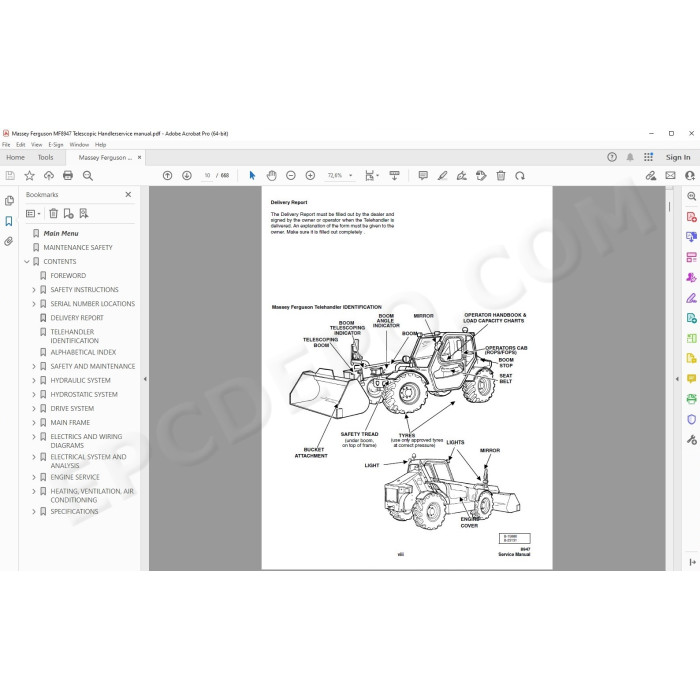 Massey Ferguson Telescopic Handler MF8947 service manual