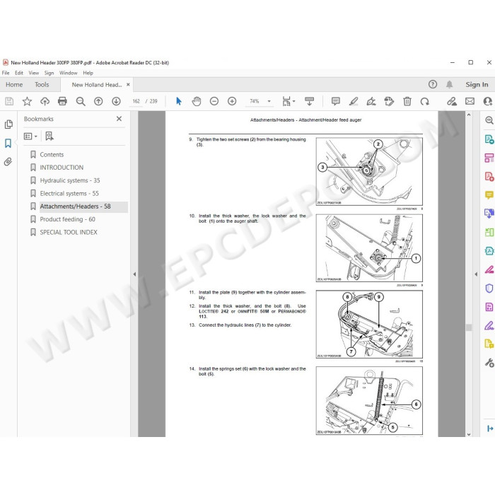 New Holland Header 300FP 380FP service manual