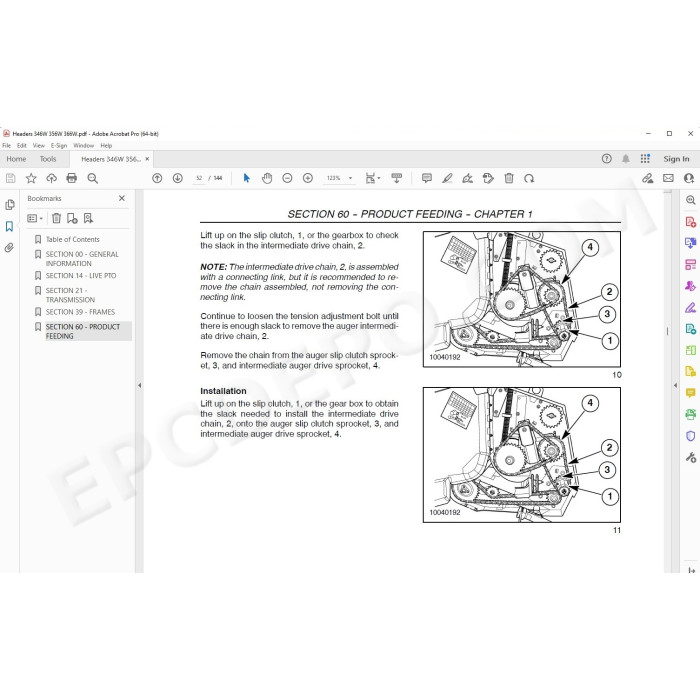 New Holland Header 346W 356W 366W service manual