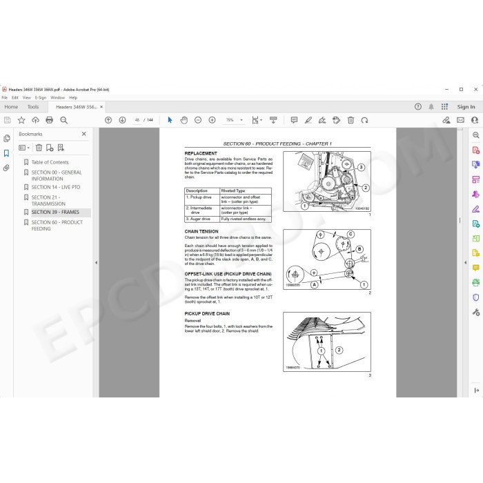 New Holland Header 346W 356W 366W service manual