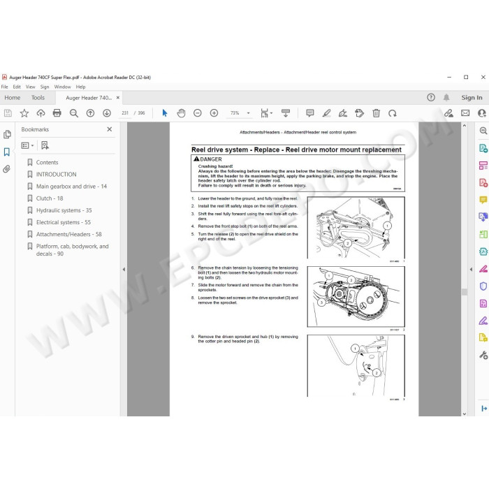 New Holland Auger Header 740CF Super Flex service manual
