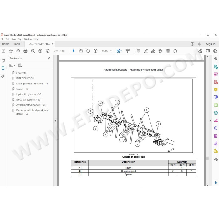 New Holland Auger Header 740CF Super Flex service manual