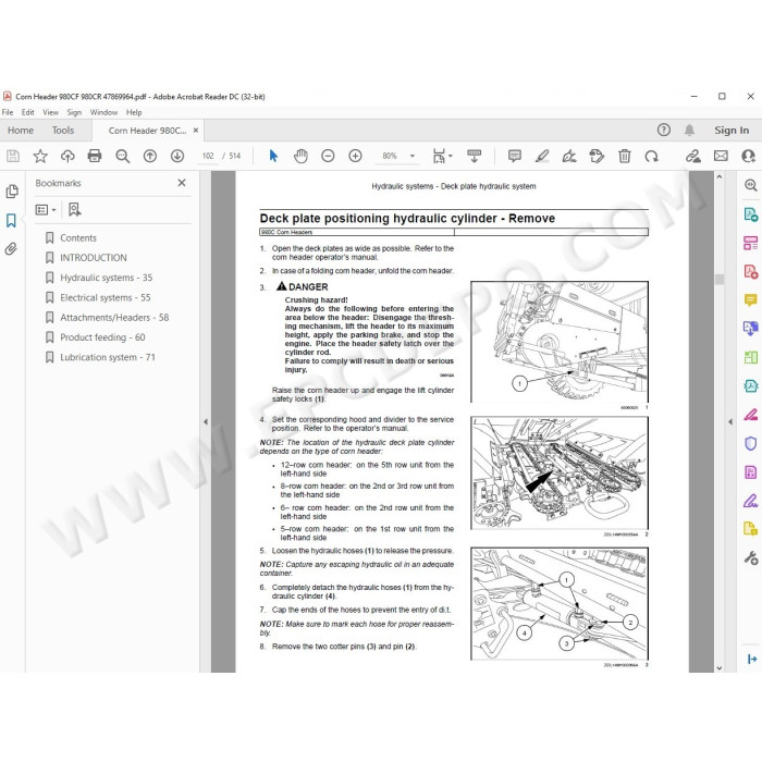 New Holland Corn Header 980CF 980CR service manual