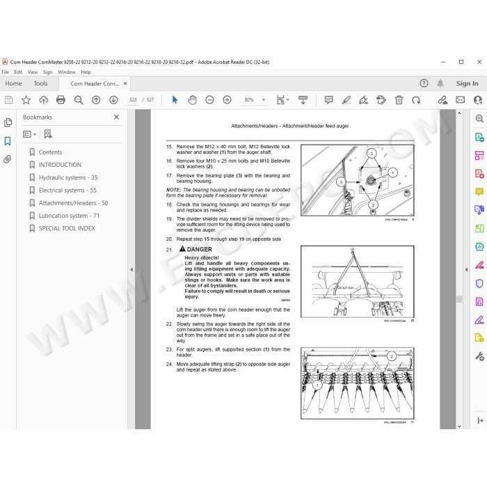 New Holland Corn Header CornMaster 9208-22 9212-20 9212-22 service manual
