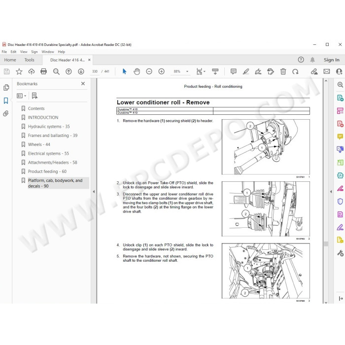 New Holland Disc Header Durabine 416 419 service manual