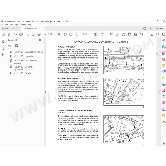 New Holland Disc Auger Header 750HD 770HD service manual