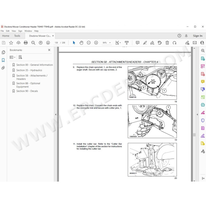 New Holland Disc Auger Header 750HD 770HD service manual