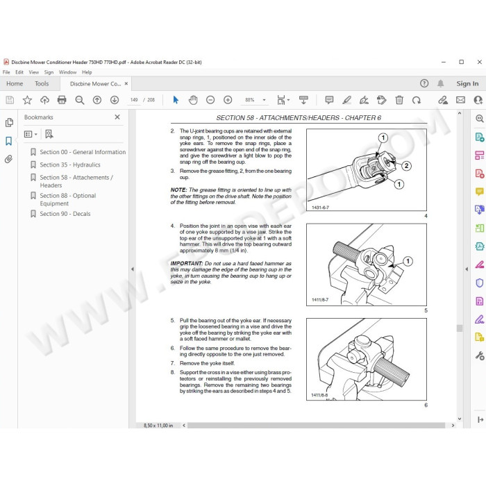 New Holland Disc Auger Header 750HD 770HD service manual