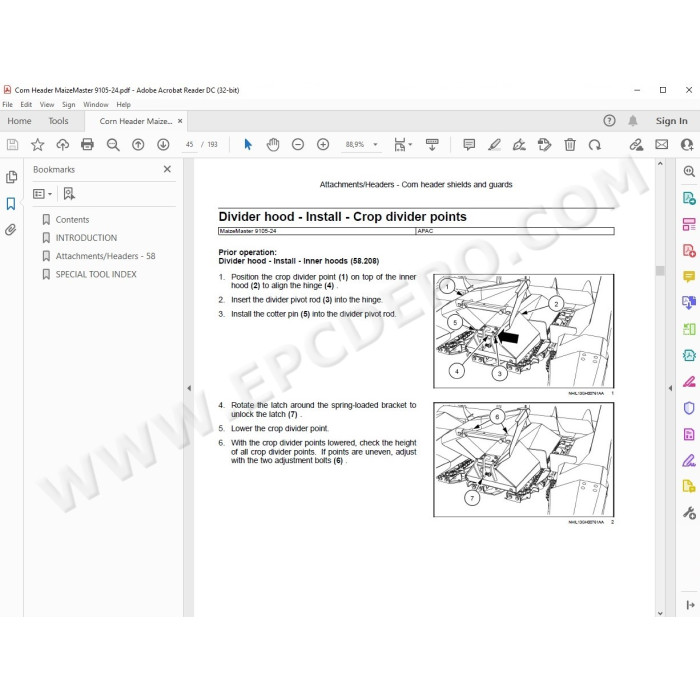 New Holland Corn Header MaizeMaster 9105-24 service manual