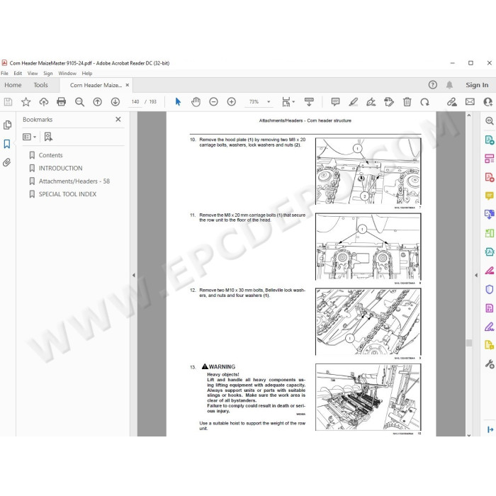 New Holland Corn Header MaizeMaster 9105-24 service manual