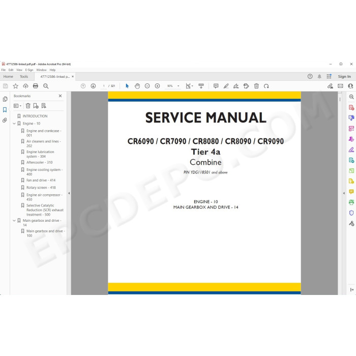 New Holland Combine CR6090 CR7090 CR8080 CR8090 CR9090 Tier 4A service manual