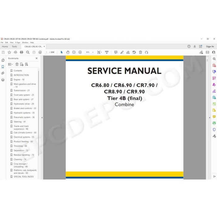 New Holland Combine CR6.80 CR6.90 CR7.90 CR8.90 CR9.90 Tier 4B service manual