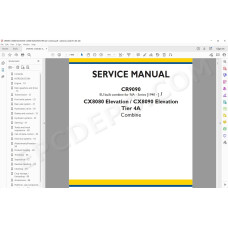 New Holland Combine CR9090 CX8080 CX8090 Elevation Tier 4A service manual