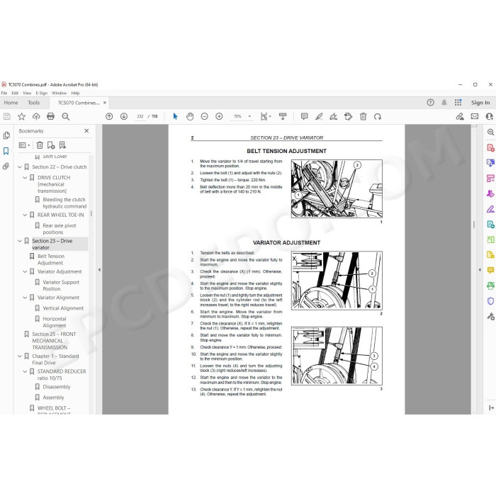 New Holland Combine TC5070 service manual