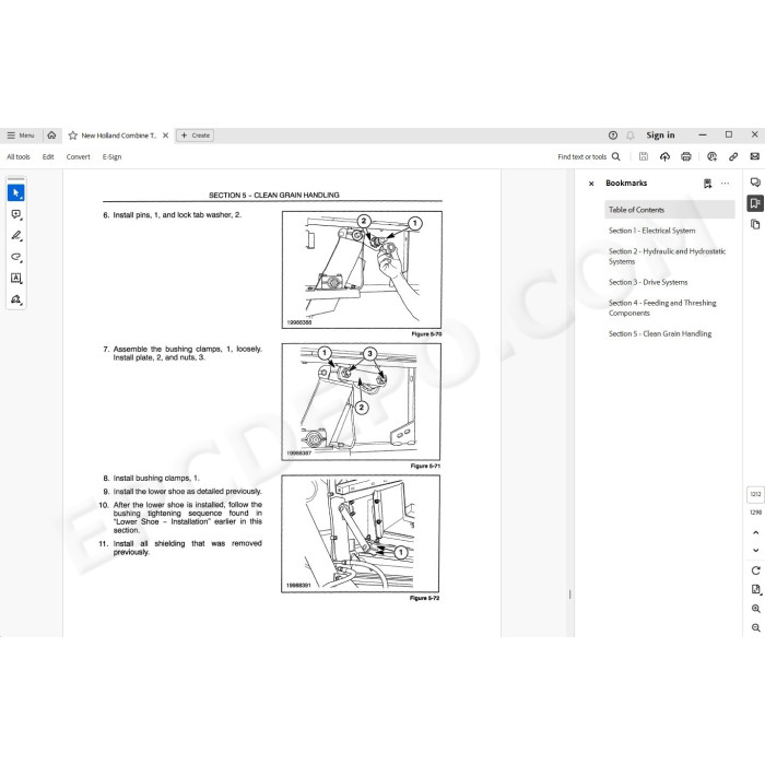 New Holland Combine TR89 TR99 service manual