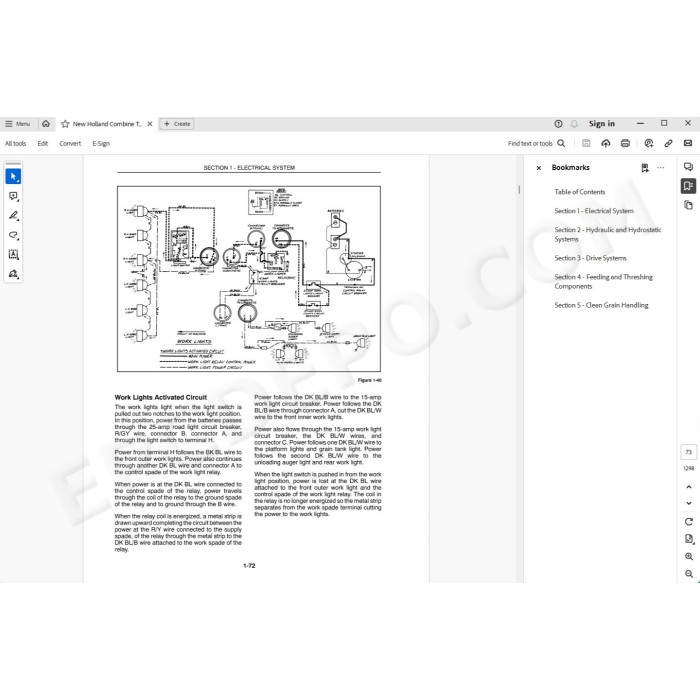 New Holland Combine TR89 TR99 service manual
