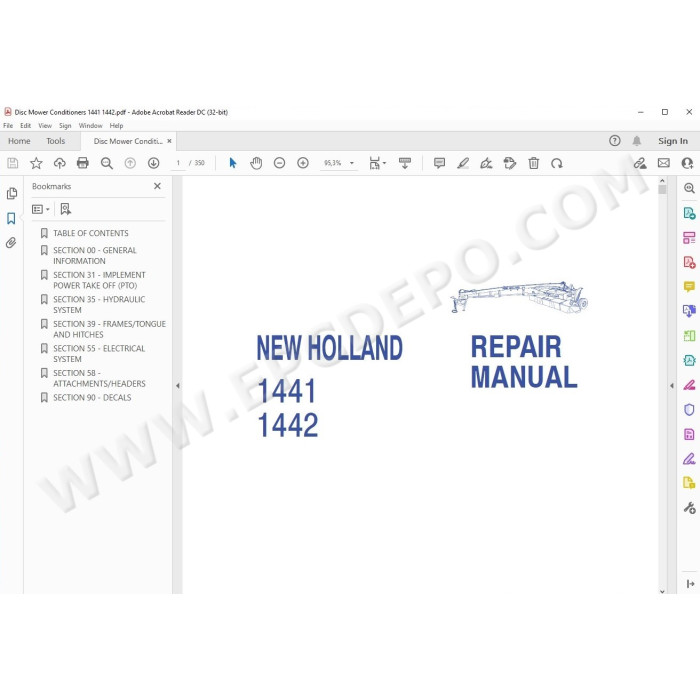 New Holland Disc Mower Conditioner 1441 1442 service manual