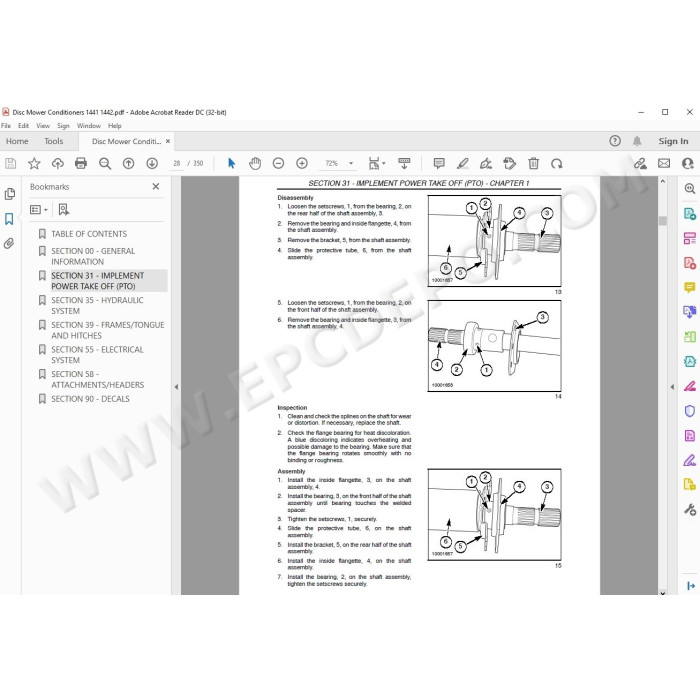 New Holland Disc Mower Conditioner 1441 1442 service manual