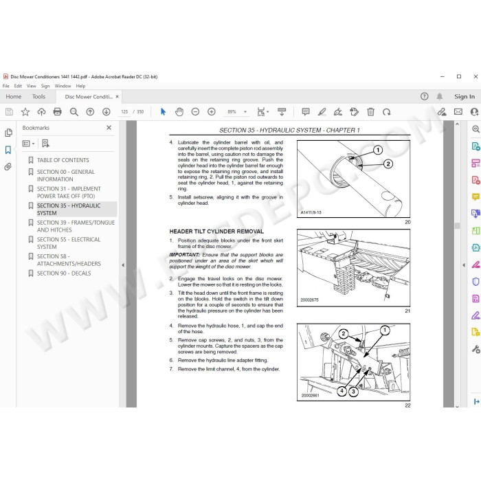New Holland Disc Mower Conditioner 1441 1442 service manual