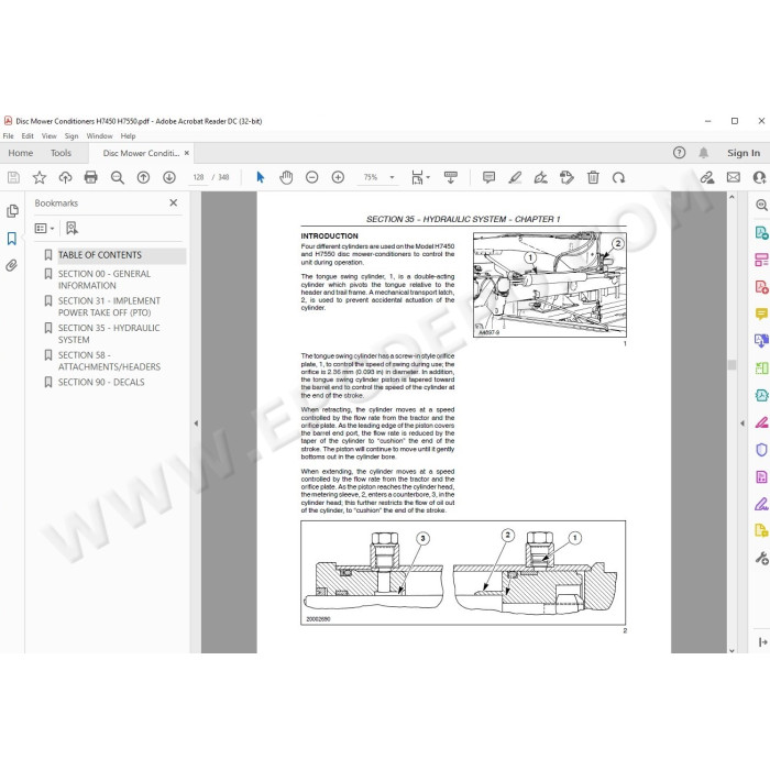 New Holland Disc Mower Conditioner H7450 H7550 service manual