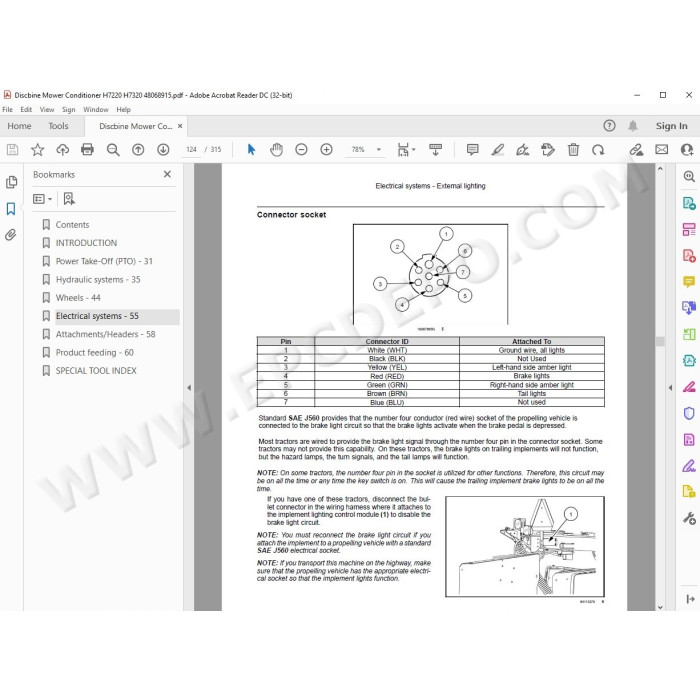 New Holland Discbine Mower Conditioner H7220 H7320 service manual