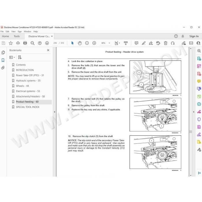 New Holland Discbine Mower Conditioner H7220 H7320 service manual