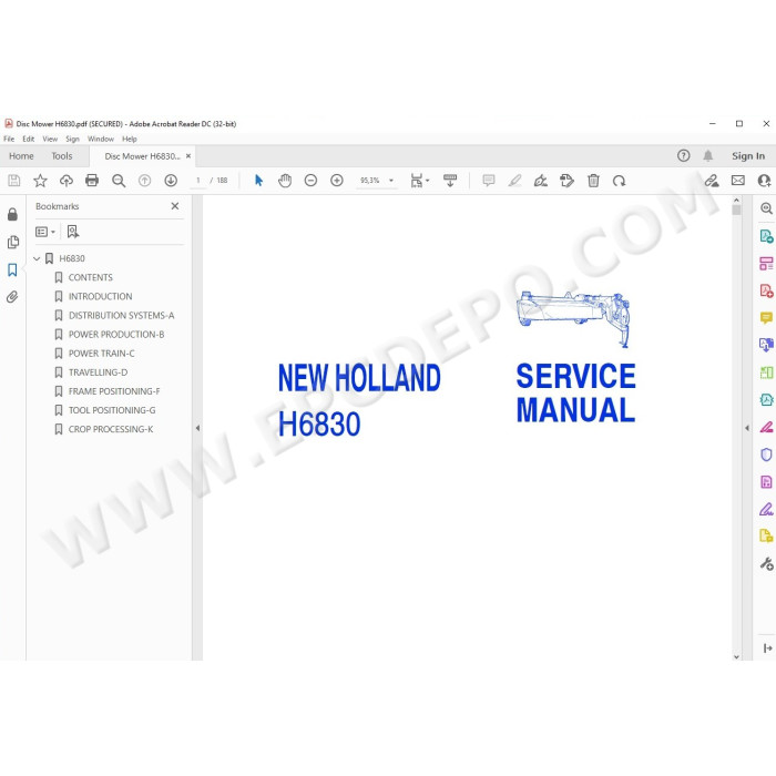 New Holland Disc Mower H6830 service manual
