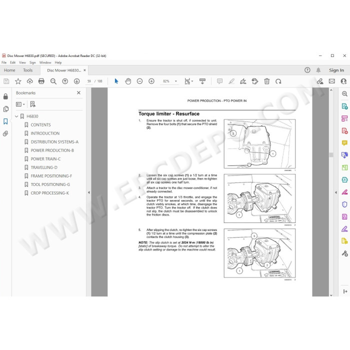 New Holland Disc Mower H6830 service manual