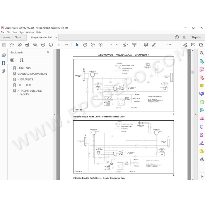 New Holland Draper Header 994 92C 94C service manual