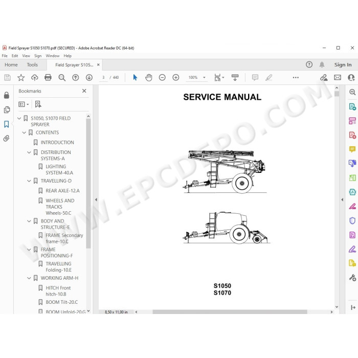 New Holland Field Sprayer S1050 S1070 service manual
