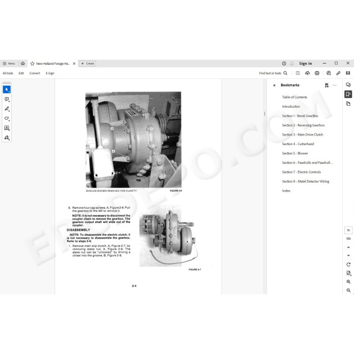 New Holland Forage Harvester 1600 service manual