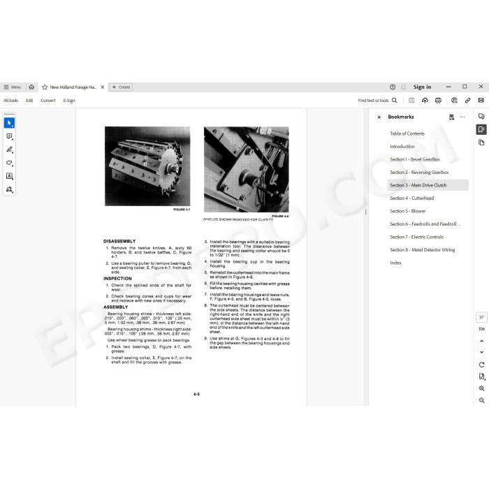 New Holland Forage Harvester 1600 service manual