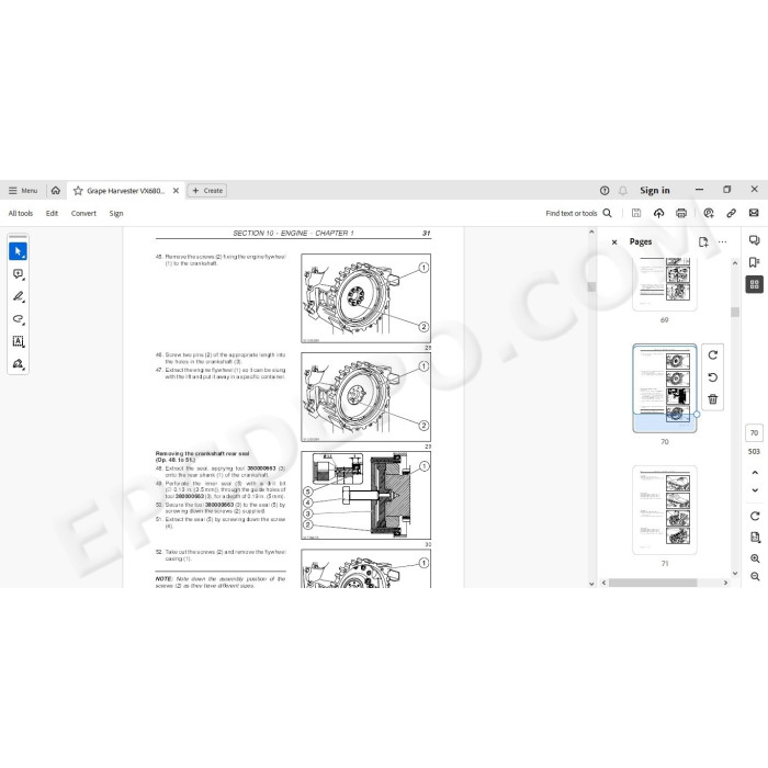 New Holland Grape Harvester VX680 service manual