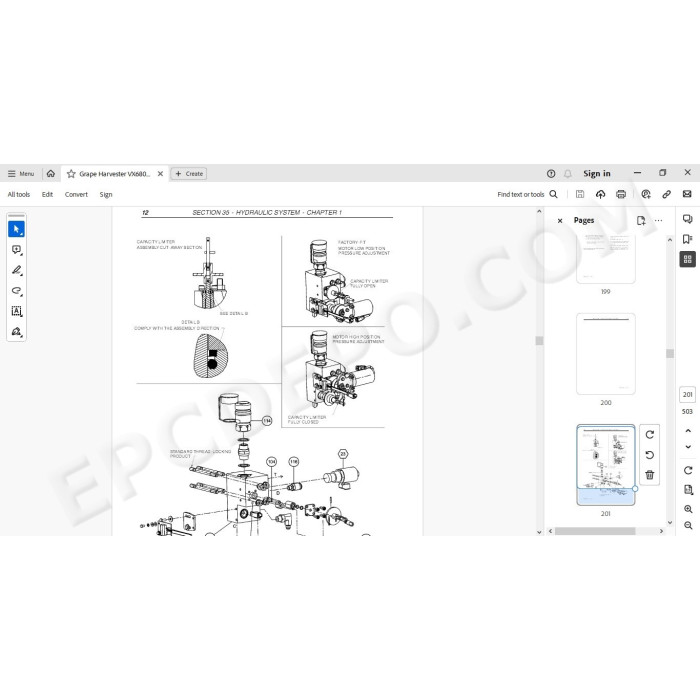 New Holland Grape Harvester VX680 service manual